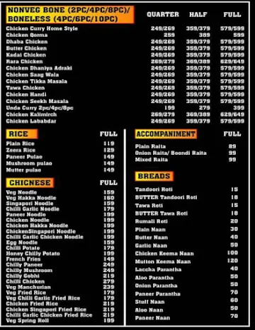 Flames Of Punjab menu 