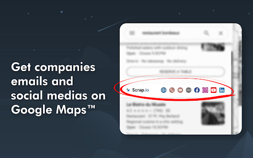 Emails on Google Maps for free - Scrap.io Maps Connect