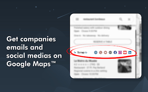 Emails and social networks on Google Maps - Scrap.io