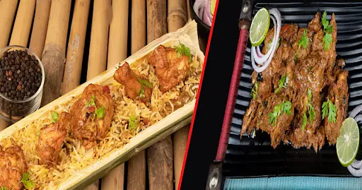 Bamboo Chicken Boneless Dum Biryani + Choice Of Starter [Serves 2]