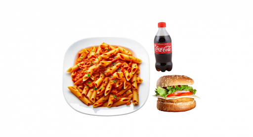 Veg Pasta [Red Sauce] & Veg Burger Combo