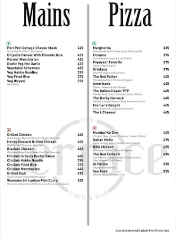 The Terrace Cafe & Bar menu 