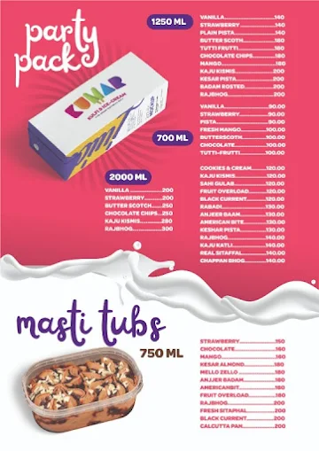 Kumar Ice Cream & Kulfi menu 