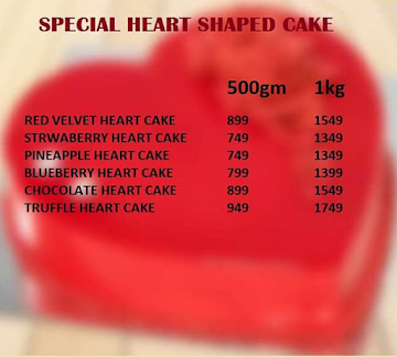 Gobaking Cake Zone menu 