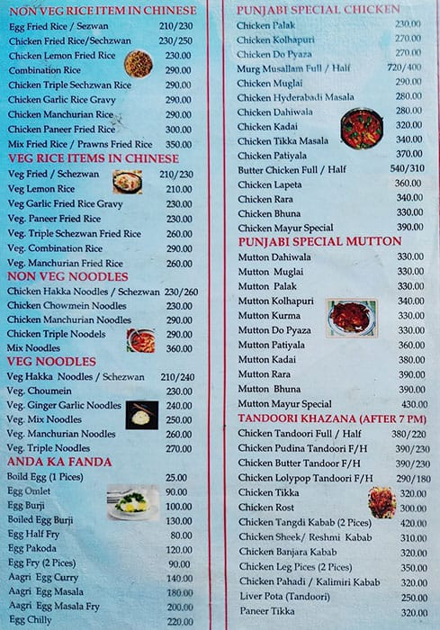 Hotel Mayur Restaurant menu 