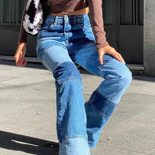 Title 3, Ladies Contrasting High-rise Straight-leg Jean...