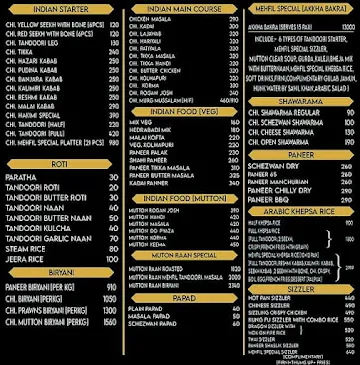 Mehfil Family Restaurant menu 