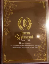 Imran Cafe menu 1
