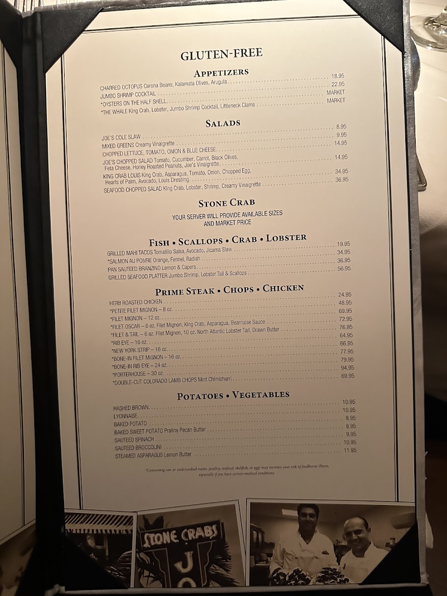 Joe's Seafood, Prime Steak & Stone Crab gluten-free menu