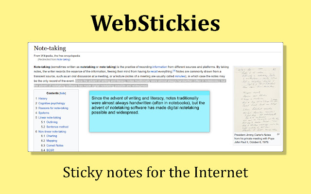 WebStickies chrome extension