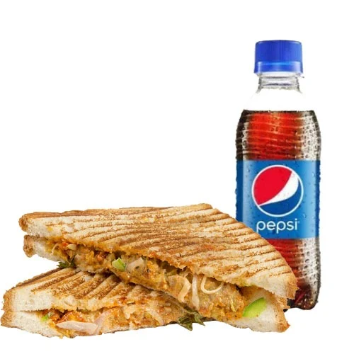Chicken Cheese Grilled Sandwich + Pepsi