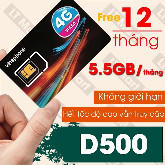 Sim 4G Vinaphone D500 Trọn Gói 1 Năm Không Cần Nạp Tiền, Không Mất Phí Duy Trì