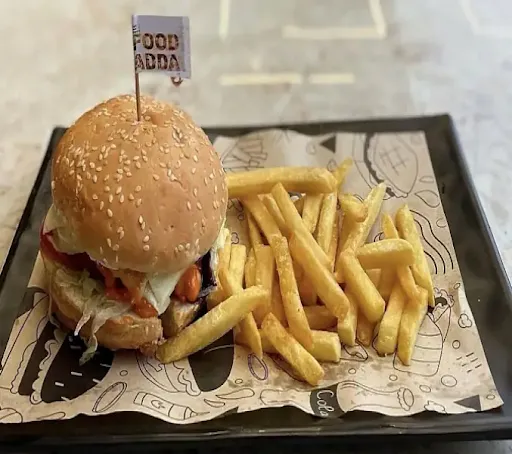 Veg Burger + Fries + Mocktail