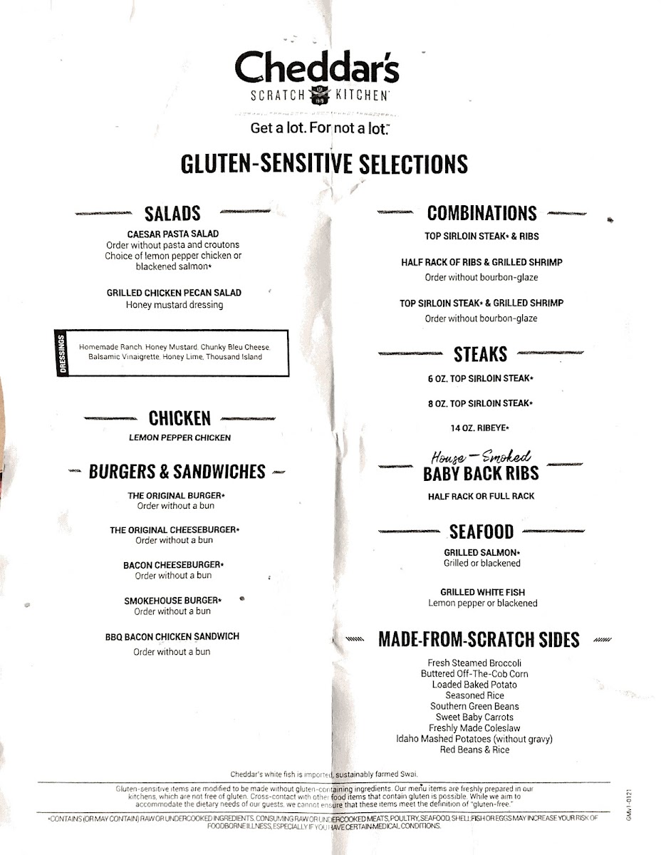 Listed here is their gluten free menu!