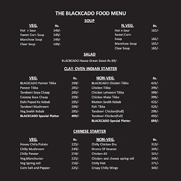 The Blackcado Cafe Lounge And Bar menu 