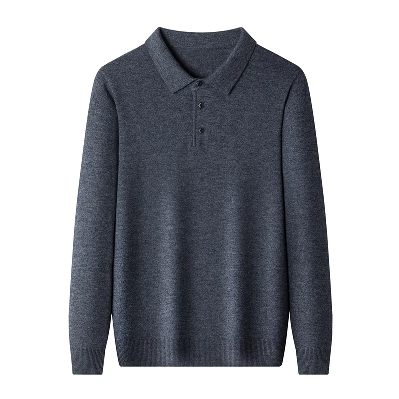 Suéter de lana pura para hombre Manga larga Camisa de punto Abrigo cálido y cómodo Prendas de vestir elegantes y clásicas para el invierno