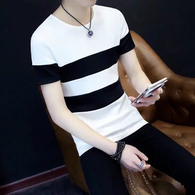 Title 3, Mens striped slim short T-shirt offers a comfo...