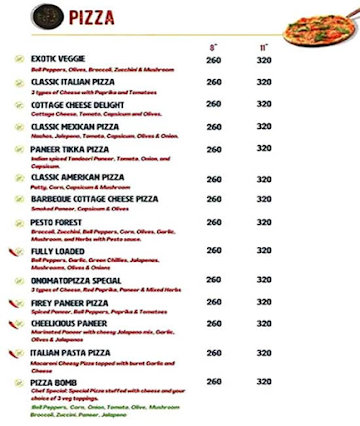 Onomato Pizza menu 