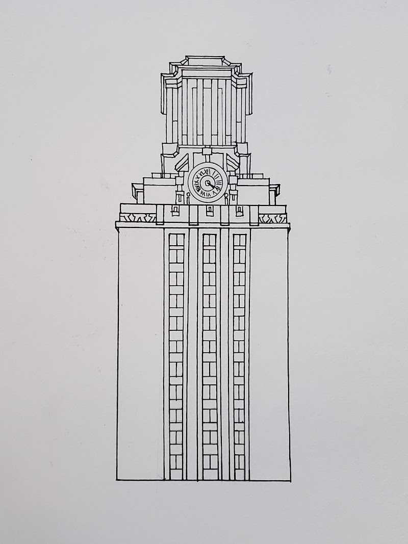 University of Texas Tower architectural elevation drawing