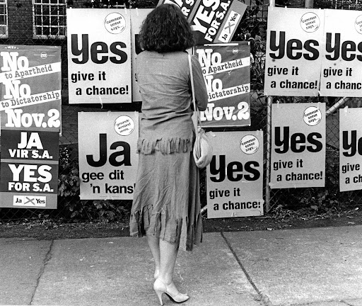 You Can Stop This Man! - 1992, South Africa - Asking white population to  support government in referendum to end apartheid, juxtaposed with a  picture of a right-wing Afrikaner extremist with a