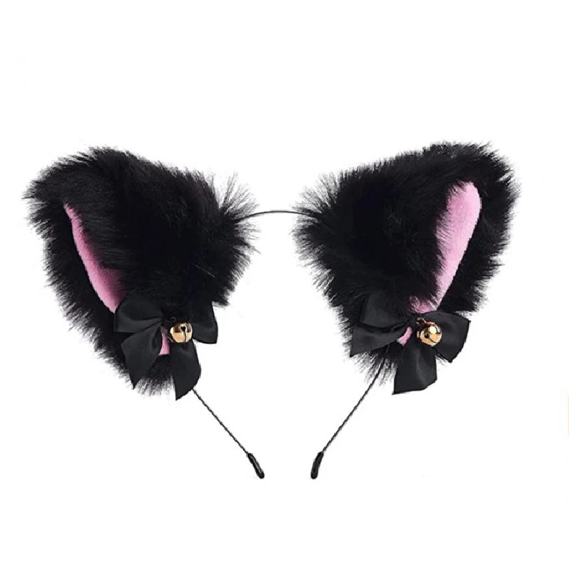 Serre-tête Cosplay Chatte Oreilles Noeud Clochette Barrette Bandeau Décoratif Cheveux Accessoire Maid Party Idéal Costume