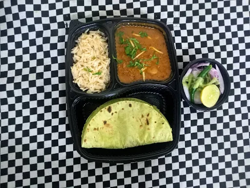 Rajma With Brown Rice Thali With 2 Spinach Roti And Salad