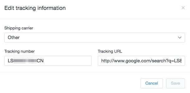 Shopify bewerken tracking info
