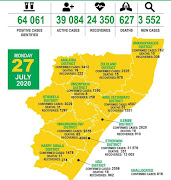 KwaZulu-Natal recorded 3,459 new Covid-19 cases and 13 deaths between Saturday and Monday 