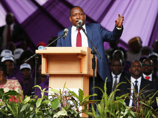 Nairobi Governor Mike Sonko during Labour Day celebrations at Uhuru Park on May 1, 2018. /JACK OWUOR