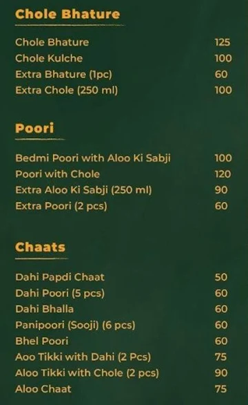 Gopal Jee Cafe menu 