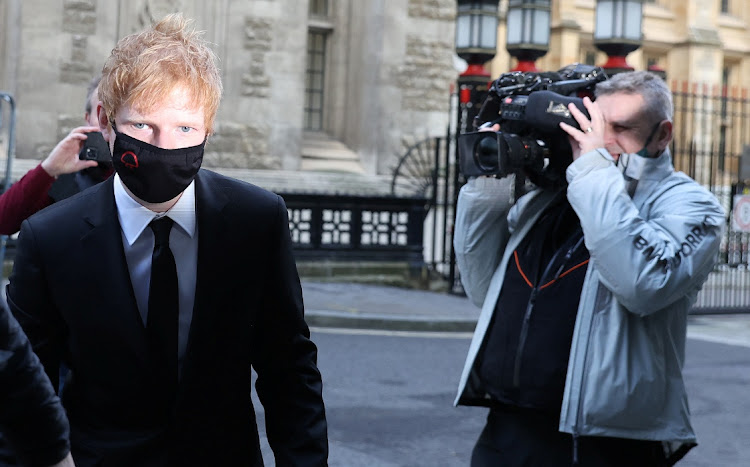 Musician Ed Sheeran arrives at the Rolls Building for a copyright trial over his song 'Shape Of You', in London.