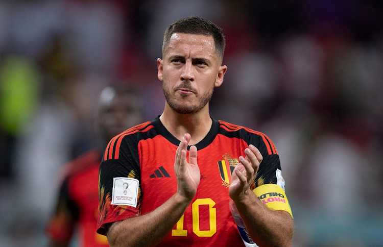 Eden Hazard of Belgium applauds fans after their World Cup Group F match against Croatia at Ahmad Bin Ali Stadium in Doha, Qatar on December 1 2022.