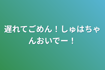 遅れてごめん！しゅはちゃんおいでー！