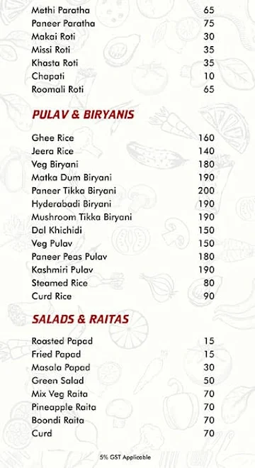 Atithi Pure Veg menu 