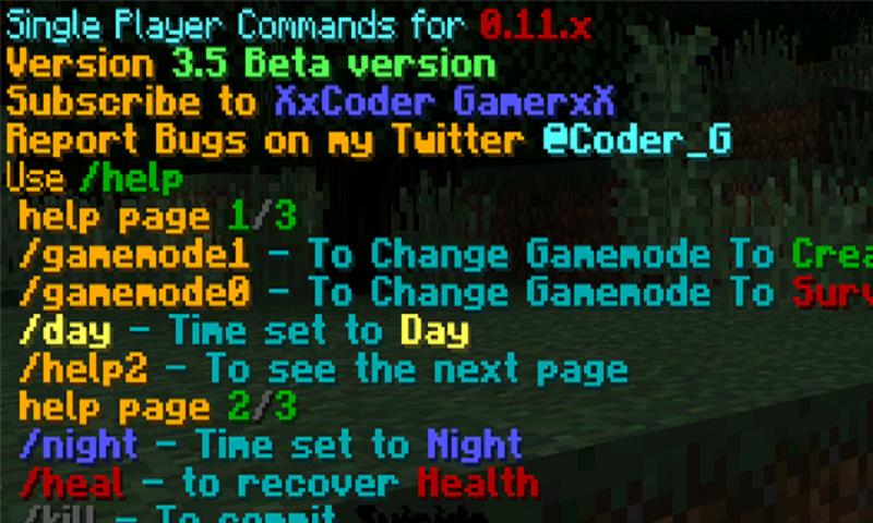 Single Player Commands Mod Screen 1