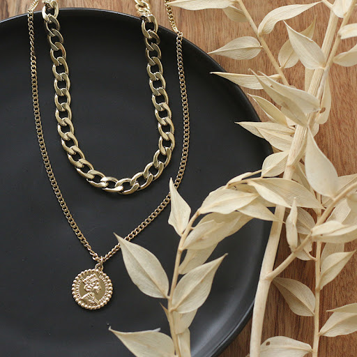 Title 5, Portrait Gold Necklace