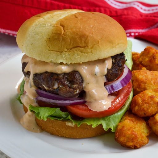 This scrumptious Burger Sauce comes together quickly and easily making it doable on any grill night. Great on burgers, sandwiches, wraps or as a dipping sauce for fries and onion rings.