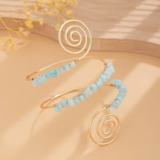 Title 8, Gravel Arm Chain Armband Beaded Spiral Laid Bra...