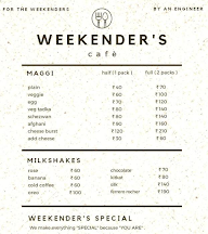 Weekender's Cafe menu 2