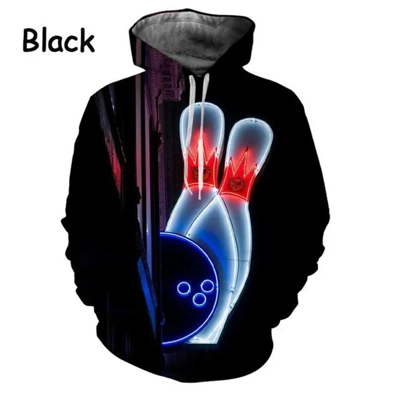 3D Printed Bowling Series Men's Casual Hooded Sweater, comfortable and stylish, perfect for everyday wear, adding a touc