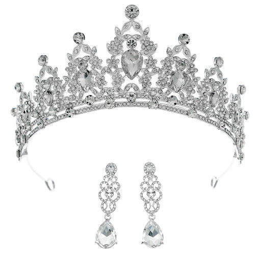 Title 2, Ladies Zircon Crown Eardrop Two-piece Set, a da...