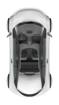 An illustration of a car, looking down from above