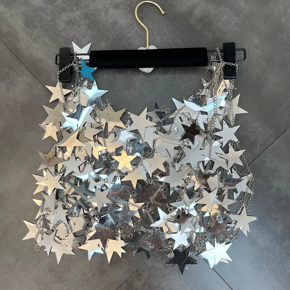Title 7, Tailleur Gonna Stella Metallizzata a Cinque Punte