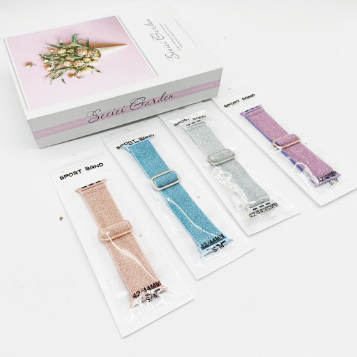 Title 6, Stretch Adjustable Buckle Glitter Nylon Watchba...