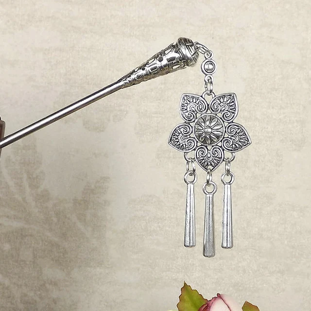 Antike traditionelle Hanfu-Accessoires Vintage-Haarspange mit Blumen – Verleihen Sie Ihrem Look einen Hauch von Eleganz und Temperament