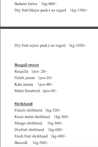 Vipul Dryfruits menu 2