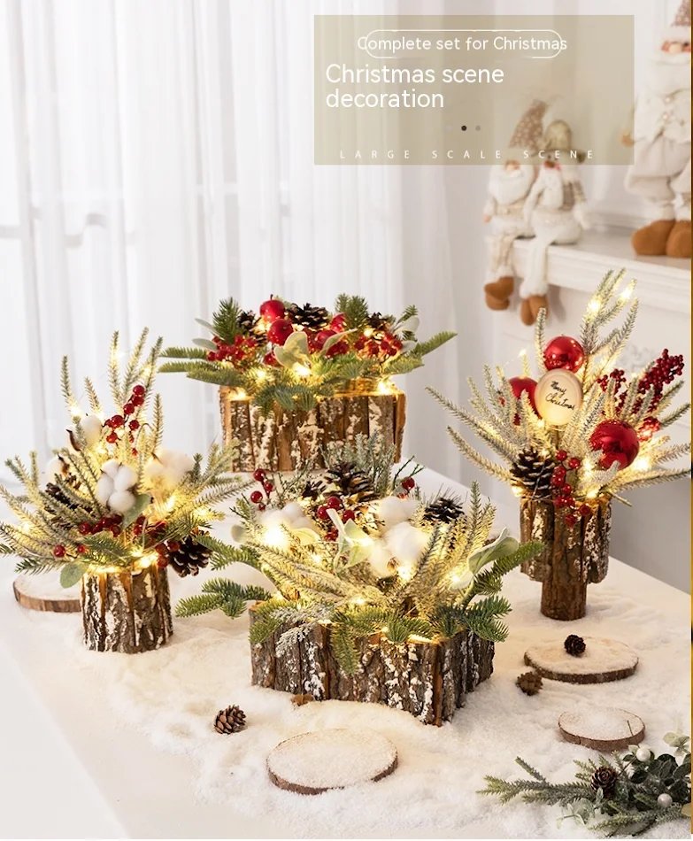 Décorations de Noël avec émulation de bureau, sapin, bonsaï, pour la maison, ensemble célébrité internet, décoration de vitrine