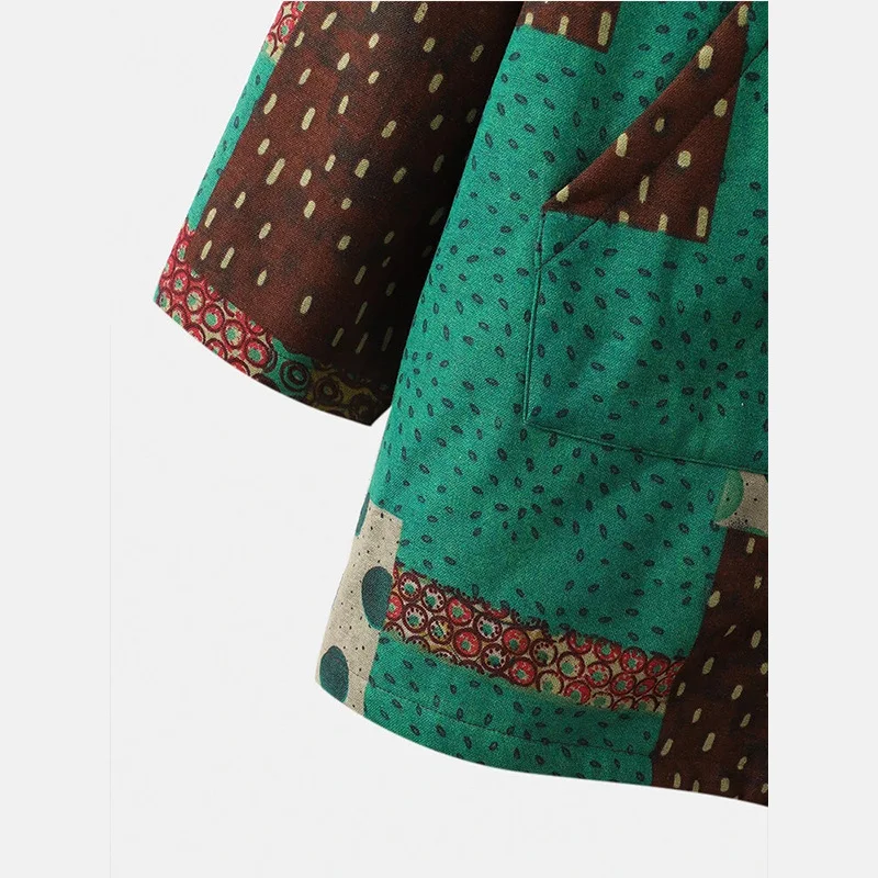 Manteau à glissière à capuchon imprimé pour femmes