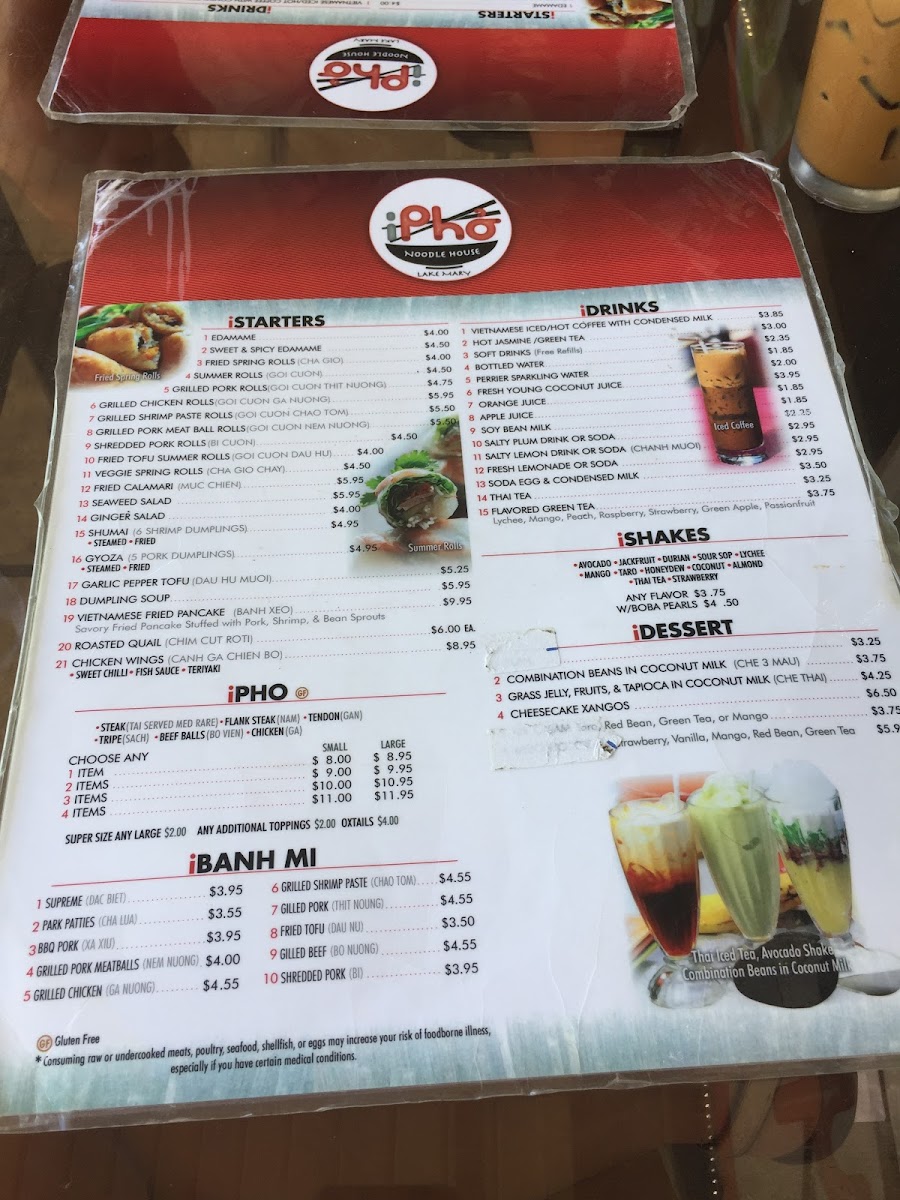 Ipho Noodle House gluten-free menu