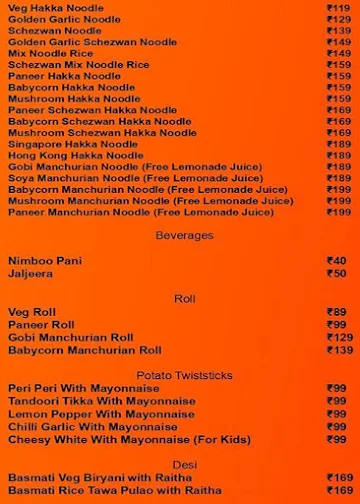 Jain & Veg Cuisines menu 